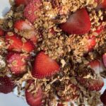 Gluten-Free Granola with fresh strawberries and yogurt.
