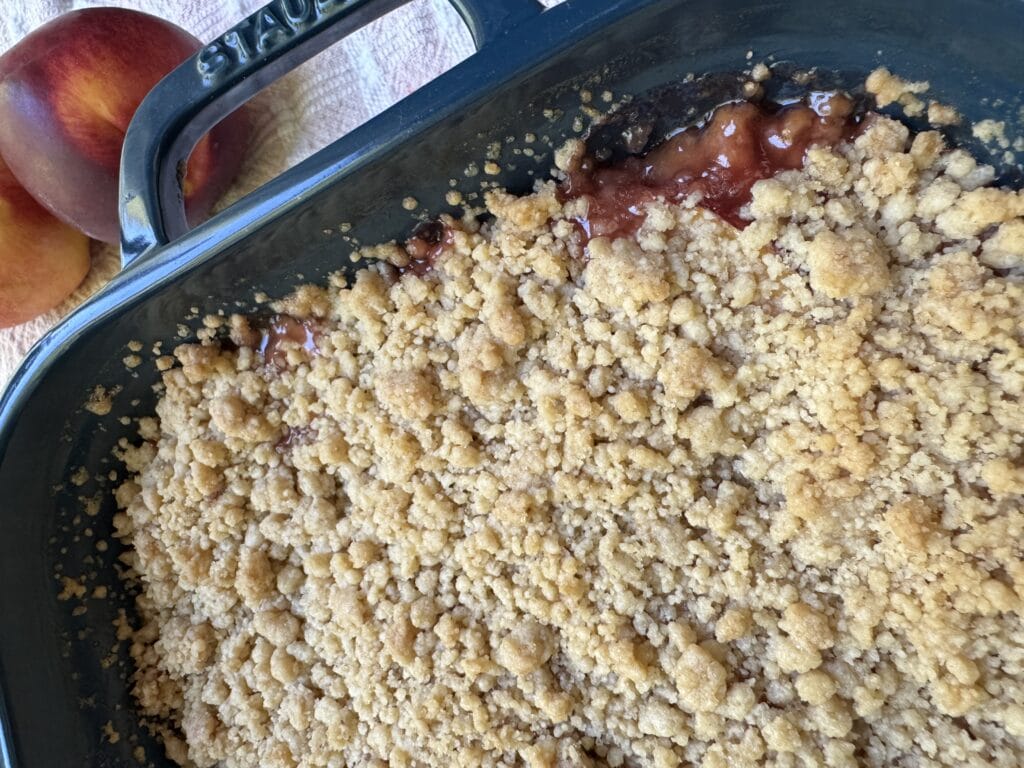 Close up of the finished crumble.