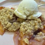 Nectarine Crumble with vanilla bean ice cream.