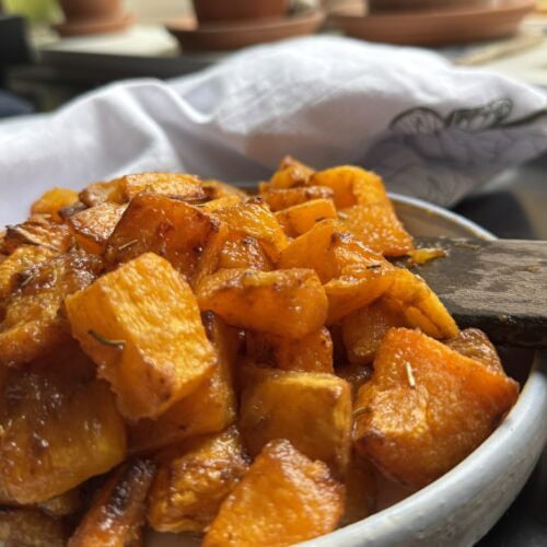 Finished product: perfectly caramelized butternut squash.