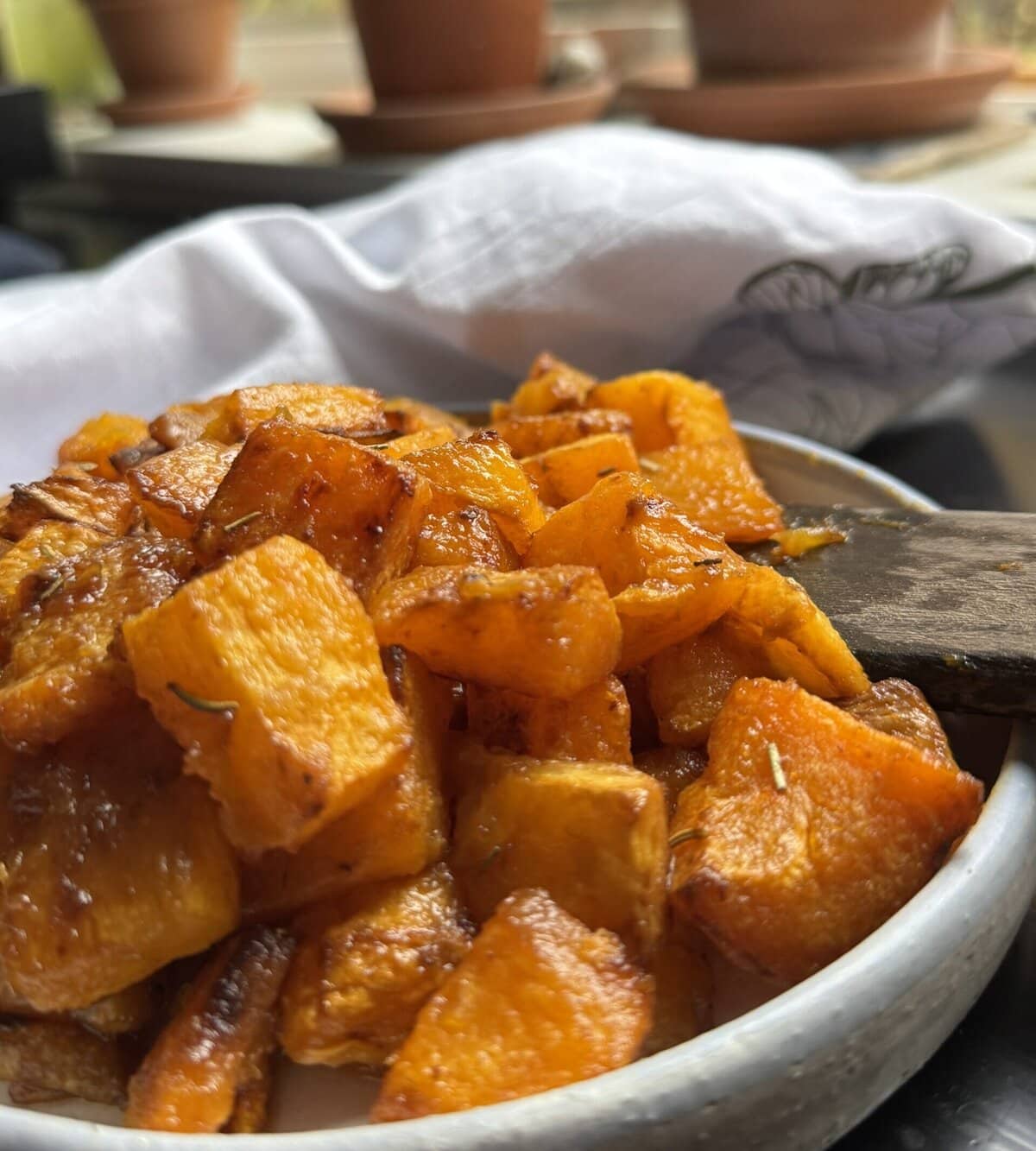 Finished product: perfectly caramelized butternut squash.