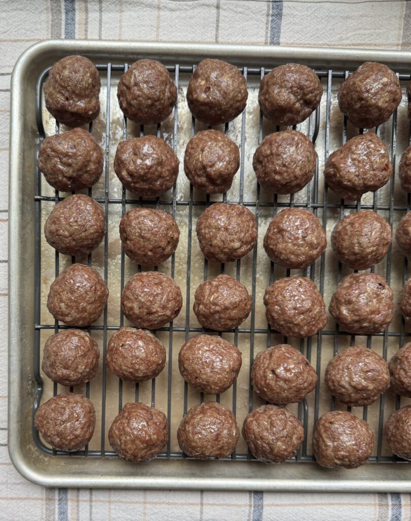 End product: perfectly baked beef meatballs ready to be sauced.