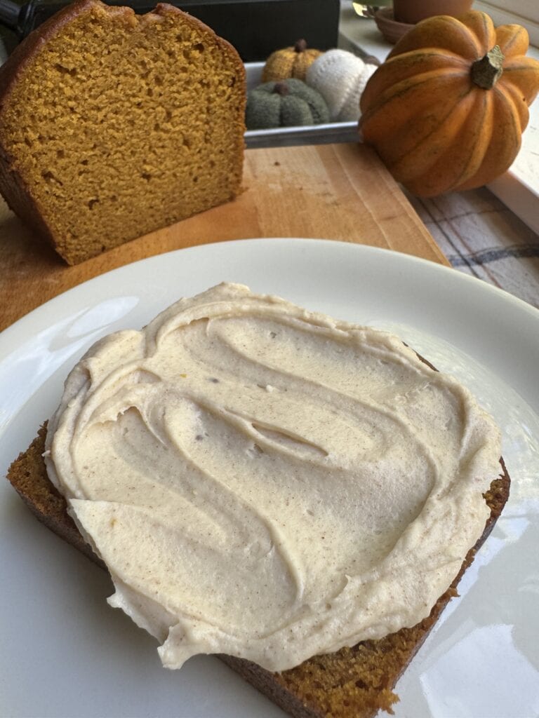 Sliced Pumpkin Bread with Frosting