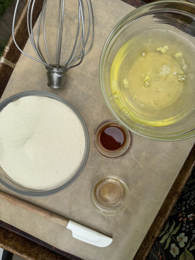 Ingredients for pavlova.