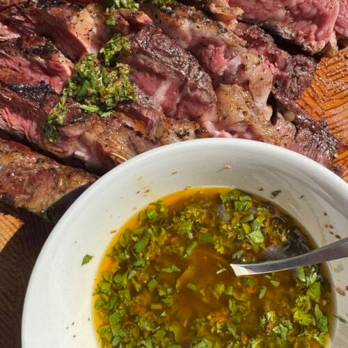 Cilantro Chimichurri with Ribeye Steak