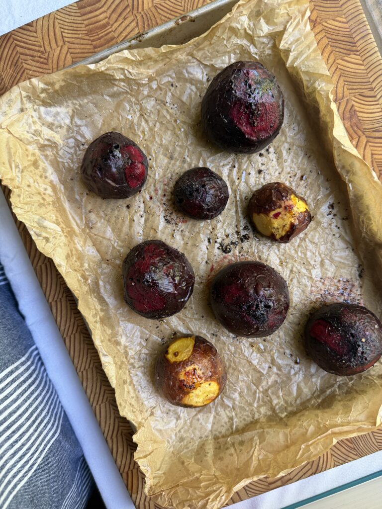 Roasted beets hot from the oven